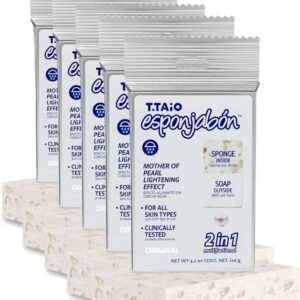 Esponjabon en barra y esponja concha de nacar